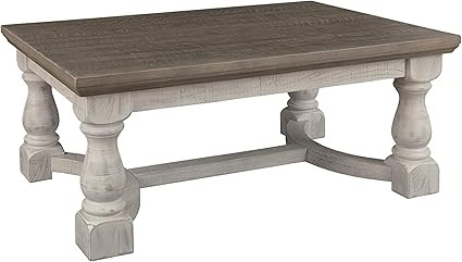 Signature Design by Ashley - Havalance Farmhouse Cocktail Table, Whitewash/Brown Wood | Amazon (US)