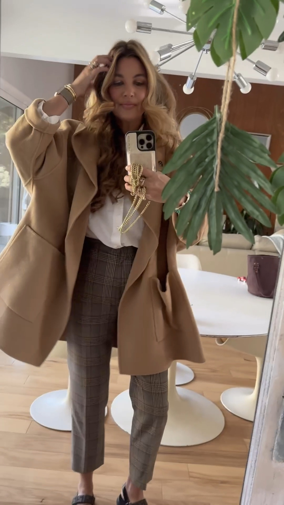 Camel coat, white button down, classic style, plaid pants, trousers 

Staple pieces for the autumn…
Coat: medium
Shirt: men’s medium
Pants: mine are from a couple years ago and are a Sandro 38 but I linked to some very similar styles 

Hair curls via a satin heartless  curl set ⚡️ 

👓💋

#LTKbeauty #LTKworkwear #LTKSeasonal