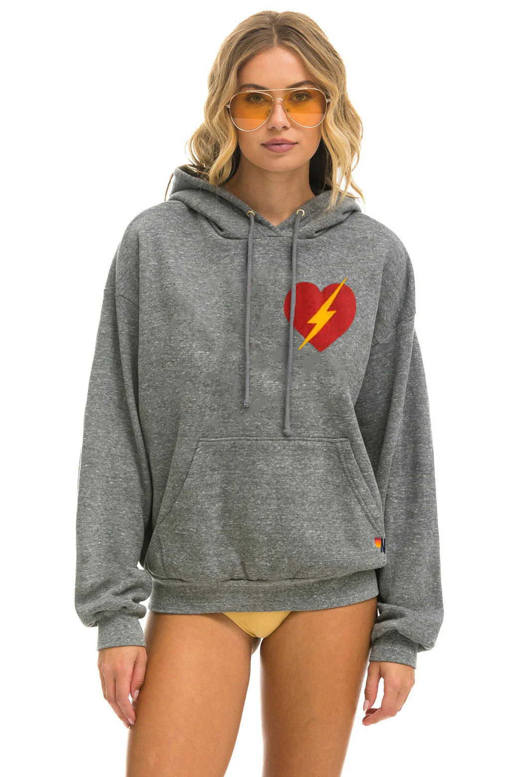 BOLT HEART PULLOVER RELAXED HOODIE - HEATHER | Aviator Nation