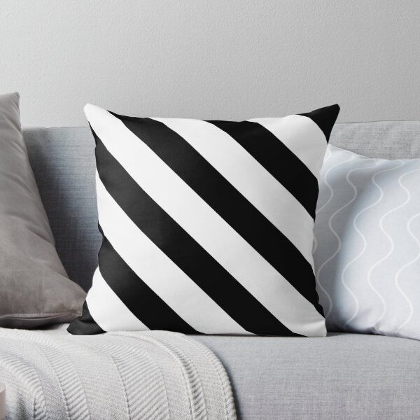 'Diagonal Black and White Stripes' Throw Pillow by WizzlesEmporium | Redbubble (US)