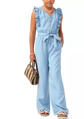 Hayden Girls 7-16 Tencel Buttoned Ruffle Jumpsuit | Belk
