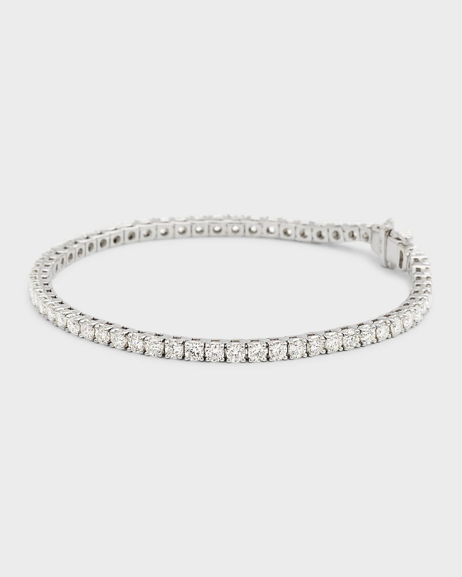 Neiman Marcus Lab Grown Diamonds 18K White Gold Round Lab Grown Diamond Bracelet, 7"L | Neiman Marcus