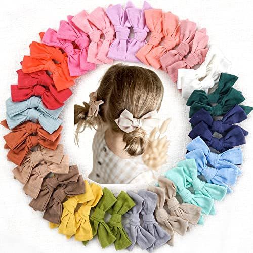 40 Pieces Girls Hair Bows Linen Fabric Bows Alligator Clips Hair Accessories for Little Girls Toddle | Amazon (US)