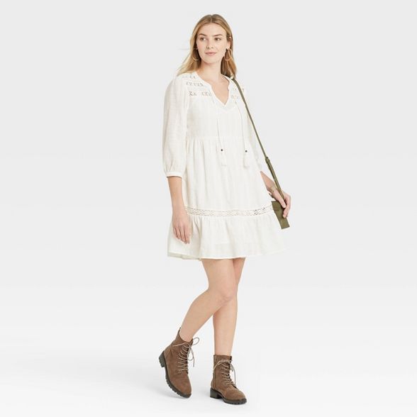 Women's Long Sleeve Peasant Shift Dress - Knox Rose™ | Target