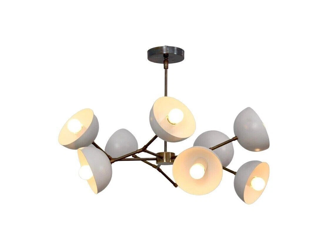 Brass White Chandelier Light Fixture Home Decor 10 Light Shade Mid Century  | eBay | eBay US