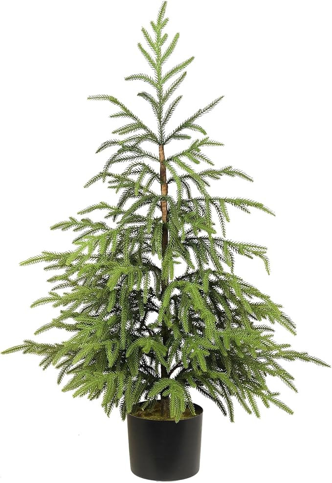 36" Artificial Norfolk Pine Tree with Pot Green Faux Christmas Tree for Front Porch Indoor Outdoo... | Amazon (US)