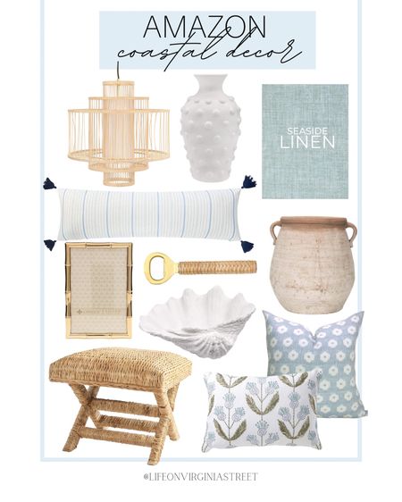 Looking for coastal home decor? Amazon has so many great finds! This roundup includes this woven foot stool, chandelier, seaside linen book, rattan wrapped bottle opener, throw pillows, white shell decor, gold frame, white hob-nail vase, and ceramic vase.

coastal home decor, coastal style, coastal living, coastal home, coastal decor, amazon, amazon home decor, amazon home, amazon chandelier, coffee table book, beach house decor, beach house, spring decor, living room decor, bedroom decor

#LTKstyletip #LTKhome #LTKFind