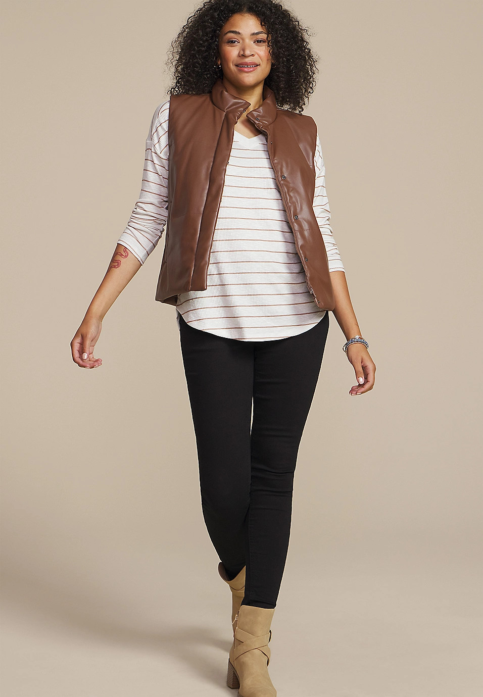 Faux Leather Quilted Vest | Maurices