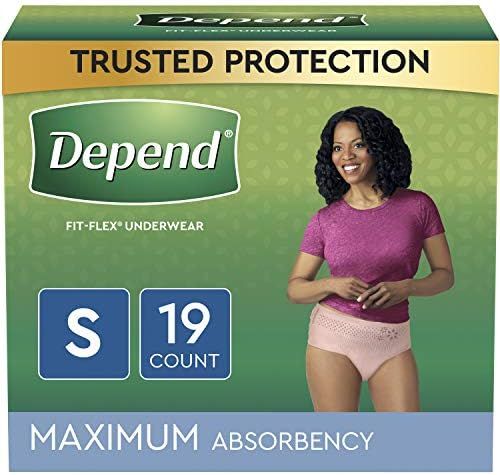 Depend FIT-FLEX Incontinence Underwear for Women, Disposable, Maximum Absorbency, Small, Blush, 1... | Amazon (US)