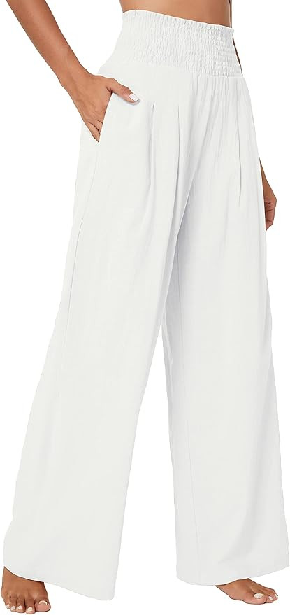 Urban CoCo Women's Elastic High Waist Light Weight Loose Casual Wide Leg Trousers Long Pants with... | Amazon (US)