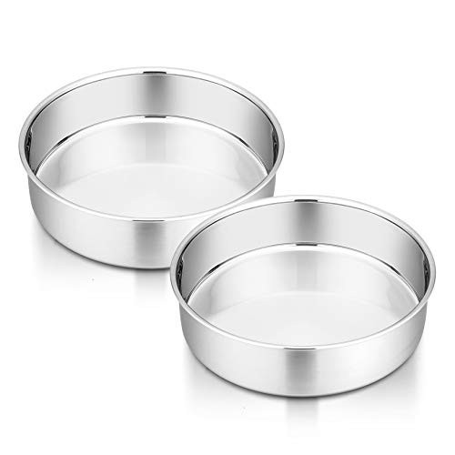 P&P CHEF 6 Inch Cake Pan Set of 2, Stainless Steel Round Baking Layer Cake Pans, Non Toxic & Healthy, Leak-proof & Easy Clean, Mirror Finish & Easy Releasing, Oven & Dishwasher Safe | Amazon (US)