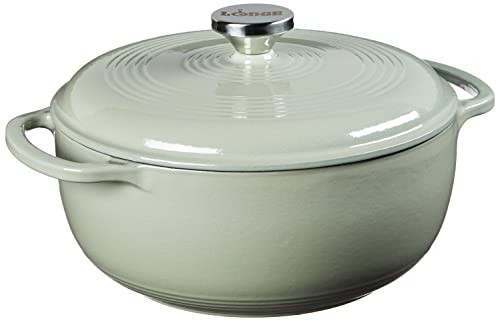 Lodge 4.5 Quart Enameled Cast Iron Dutch Oven with Lid – Dual Handles – Oven Safe up to 500° F or on Stovetop - Use to Marinate, Cook, Bake, Refrigerate and Serve – Desert Sage | Amazon (US)