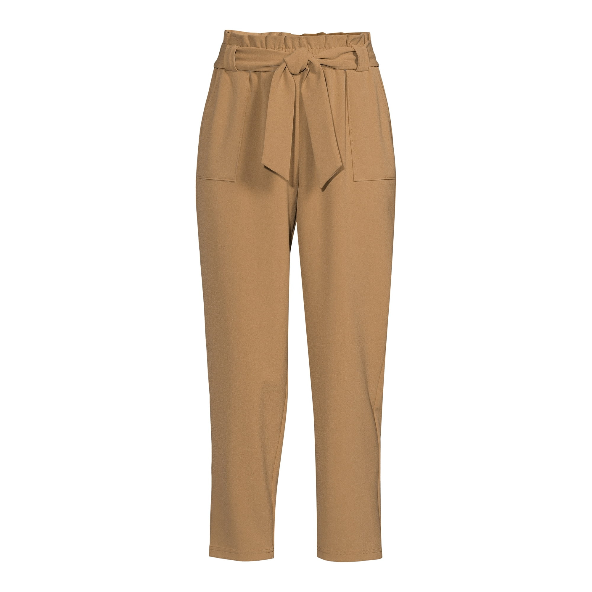 Nine.Eight Women’s Cropped Paper Bag Waist Pants | Walmart (US)