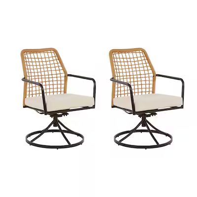 Origin 21 Clairmont Set of 2 Wicker Frame Swivel Dining Chair(s) with Off-white Cushioned Seat | Lowe's