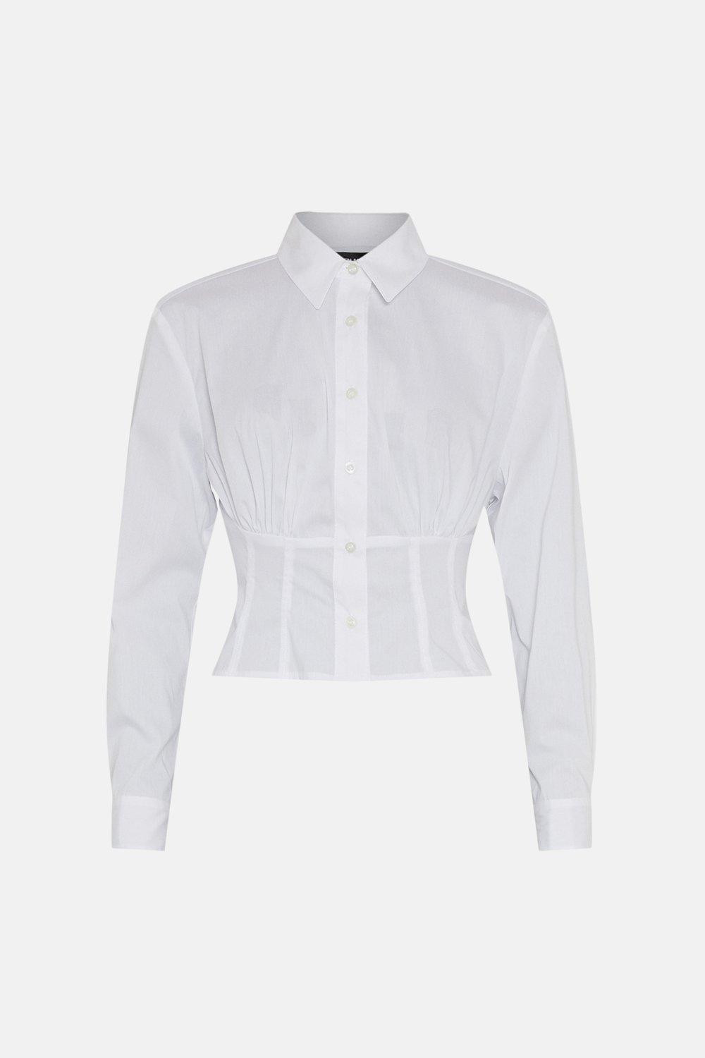 Corset Back Tailored Shirt | Karen Millen UK + IE + DE + NL