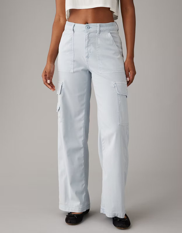 AE Dreamy Drape Stretch Cargo Super High-Waisted Baggy Wide-Leg Pant | American Eagle Outfitters (US & CA)