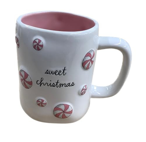 Rae Dunn by Magenta Christmas Ceramic Coffee Tea Mug, Sweet Christmas - Pink Peppermints | Amazon (US)