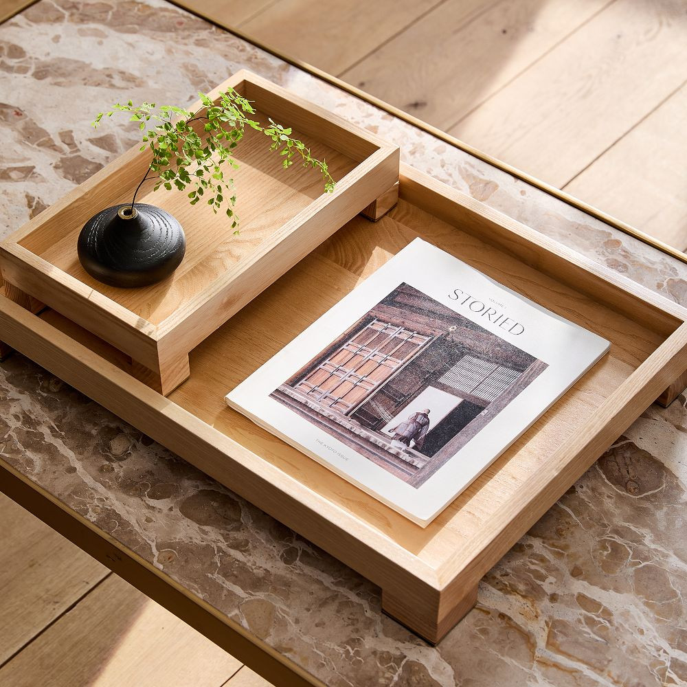 Pedestal Wood Trays | West Elm (US)