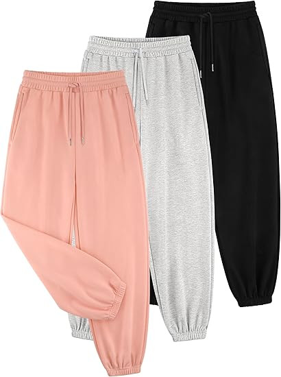 Aocku 3 Pack Girls Sweatpants Girls Joggers Pants Athletic Waisted Sweatpants for Kids Youth with... | Amazon (US)