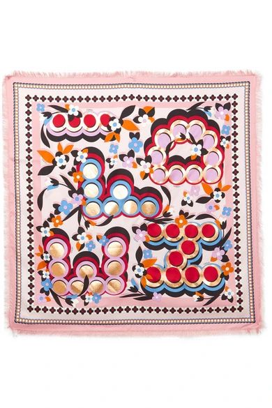 Fendi - Printed Silk-twill Scarf - Pink | NET-A-PORTER (US)