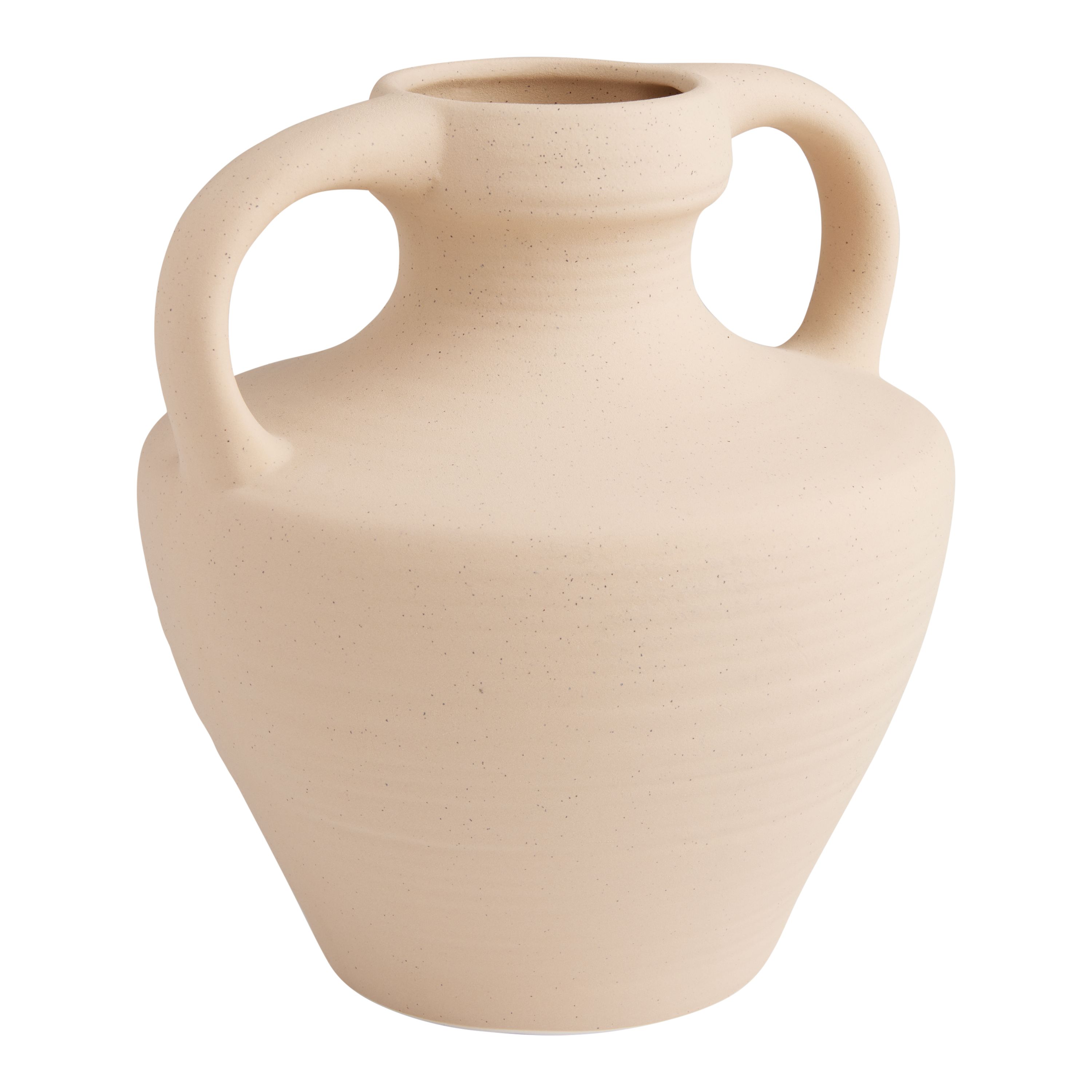Natural Ceramic Speckled Urn Vase With Handles | World Market