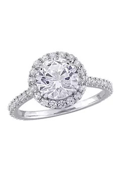 Belk & Co. Lab Created 3 ct. t.w. Created White Sapphire Halo Ring in Sterling Silver | Belk