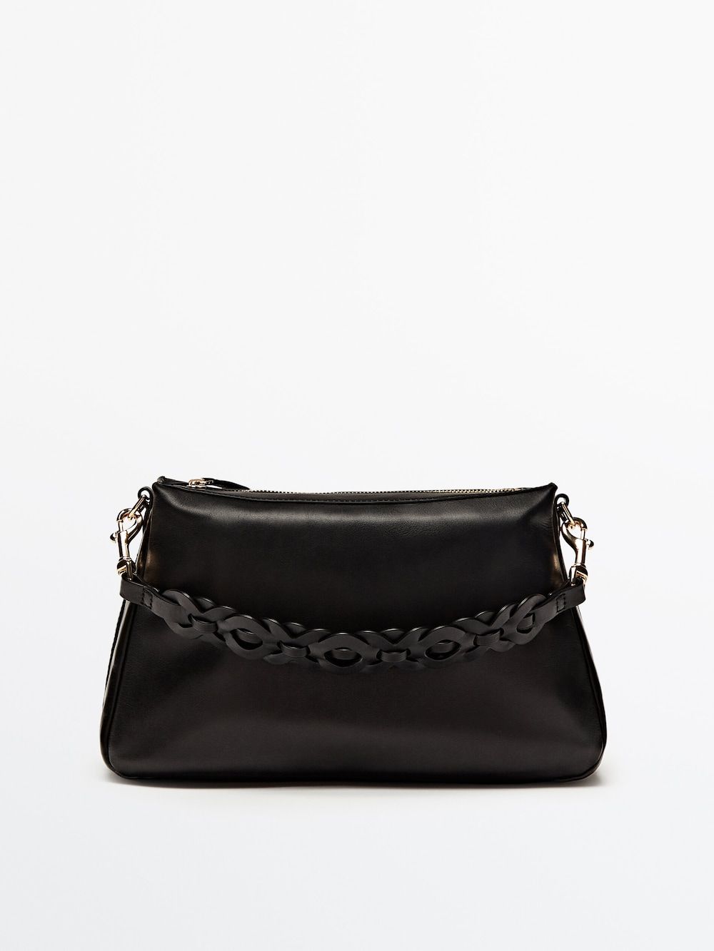 Leather shoulder bag with interwoven strap | Massimo Dutti (US)