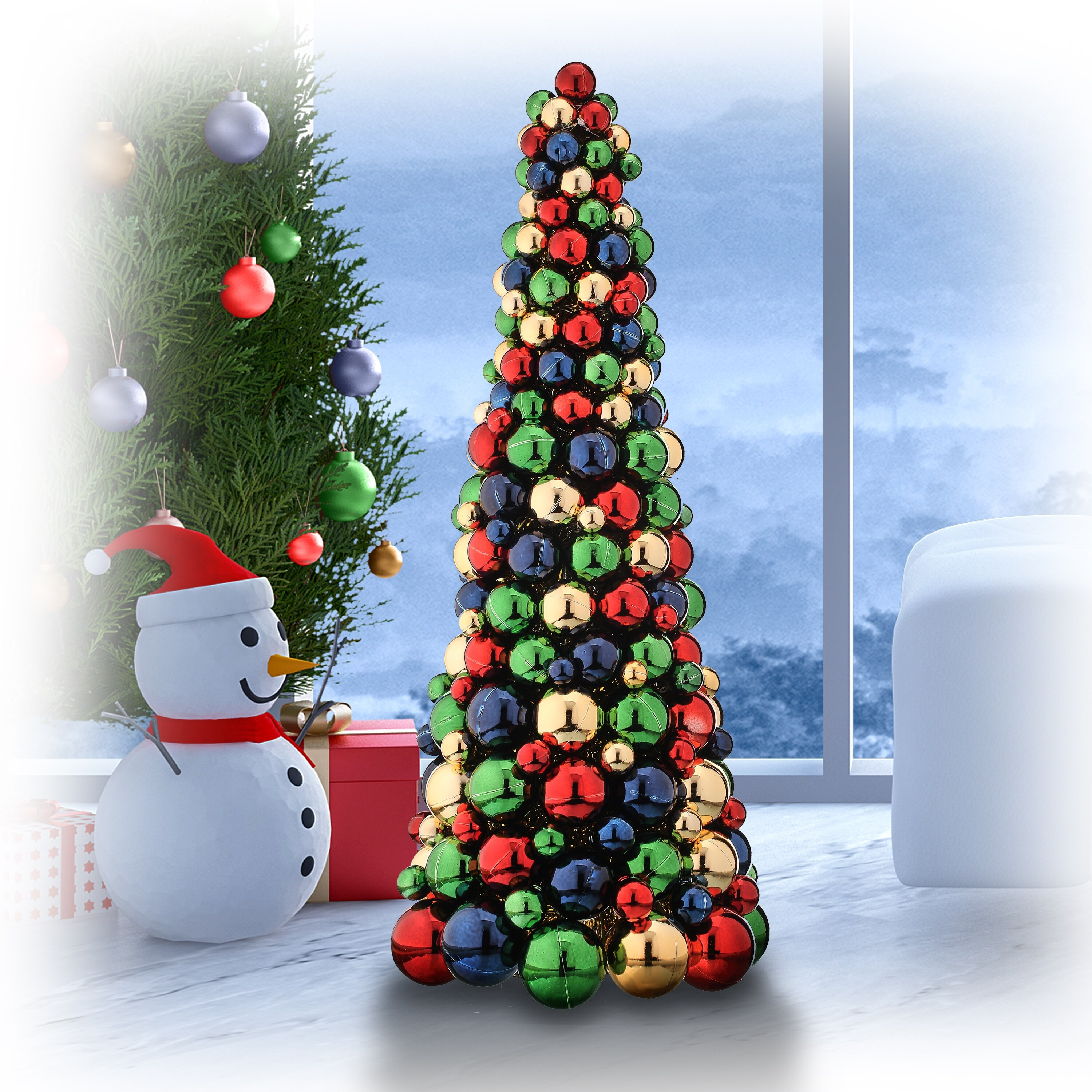 24" Mixed Ball Nutcracker Cone Tree | Walmart (US)