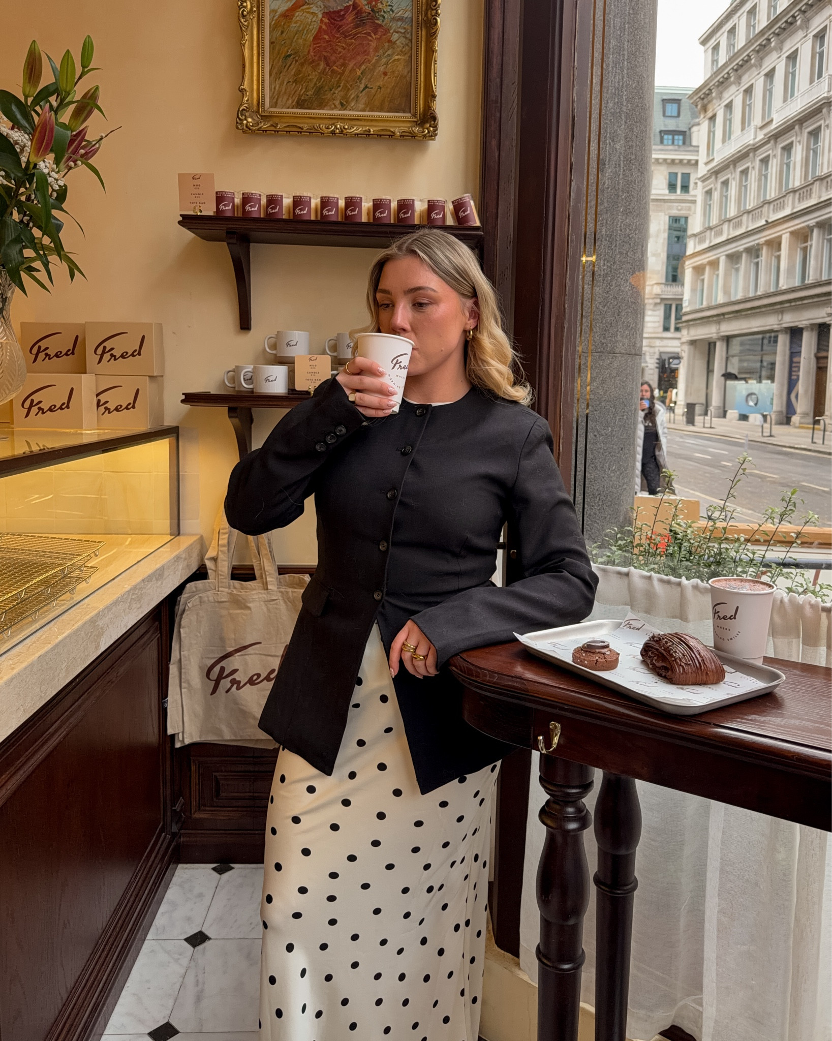 Polka dots & pastries🥐✨🤍☕️🥮