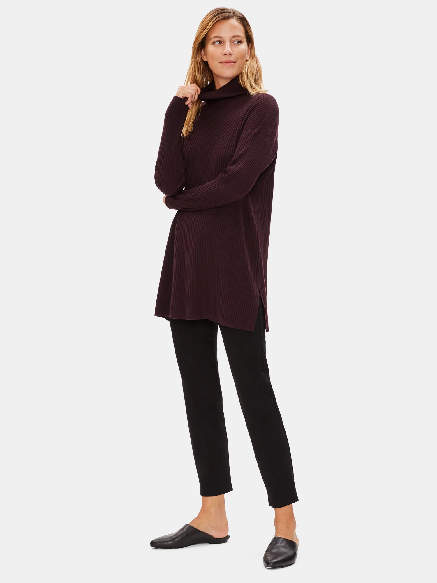 Luxe Merino Stretch Funnel Neck Tunic in Responsible Wool | Eileen Fisher
