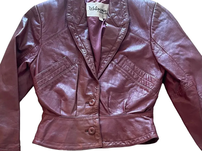 Vintage 80s Maroon Leather Tailored Jacket by Wilson Leather Size 6 | Etsy (Global)