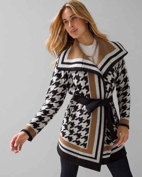 Houndstooth Stripe Sweater Coat | White House Black Market