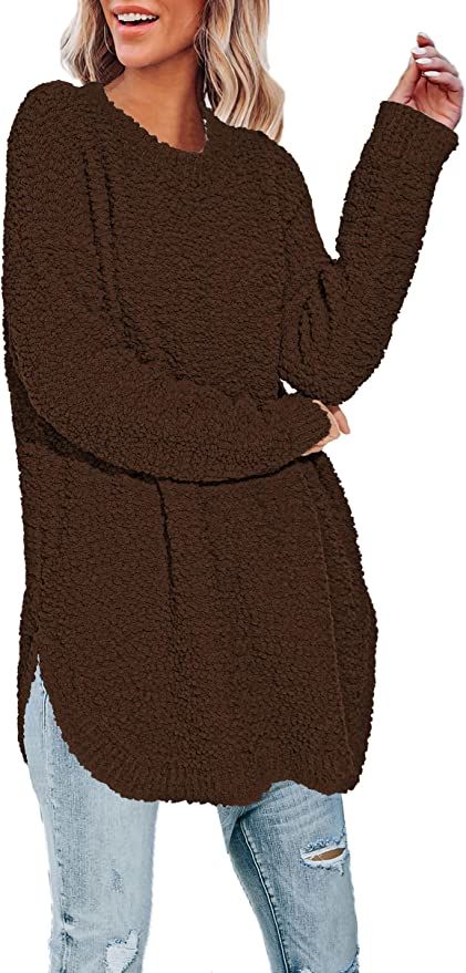 GUTPOINT Womens Oversized Sweaters Long Sleeve Side Slit Crewneck Tunic Tops for Women at Amazon ... | Amazon (US)