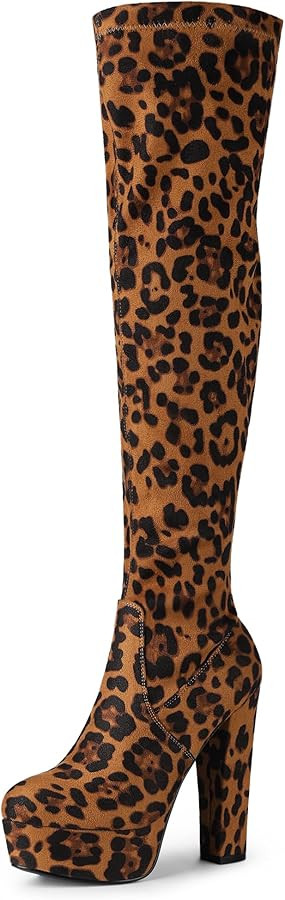 Allegra K Women's Platform Block Heel over Knee High Boots | Amazon (US)