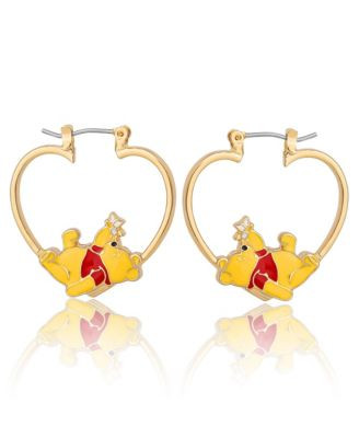 Winnie the Pooh Heart Hoop Earrings, Gold-Tone | Macy's