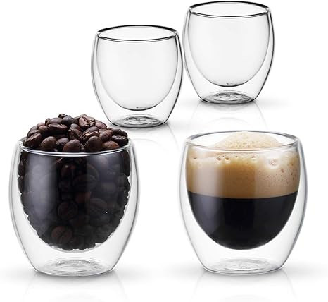 PunPun Espresso Cups Espresso Coffee Cups,Demitasse Cups Double Walled Clear Insulated,Shot Glass... | Amazon (US)