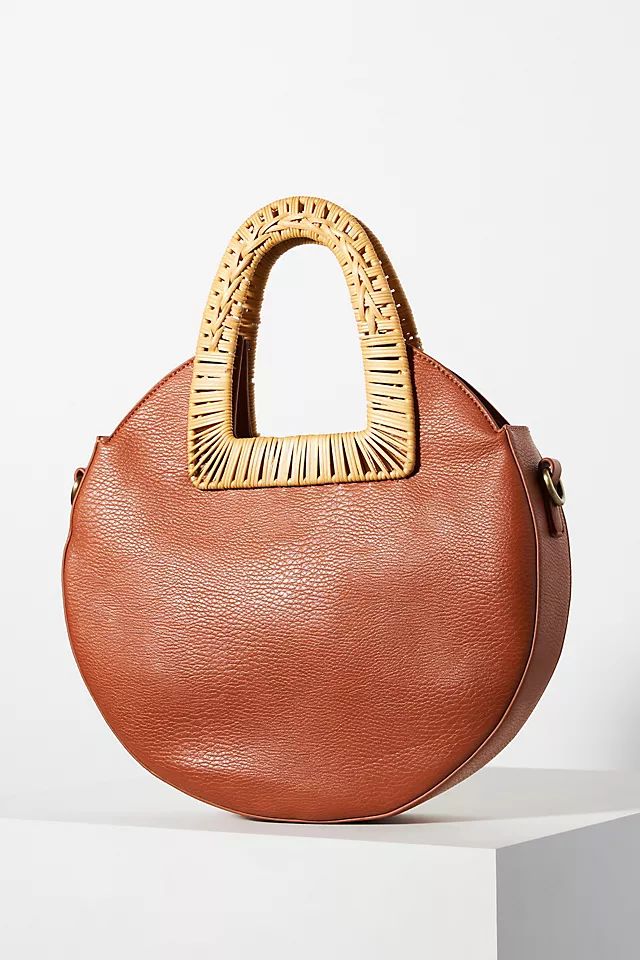 Circular Vegan Leather and Rattan Bag | Anthropologie (US)