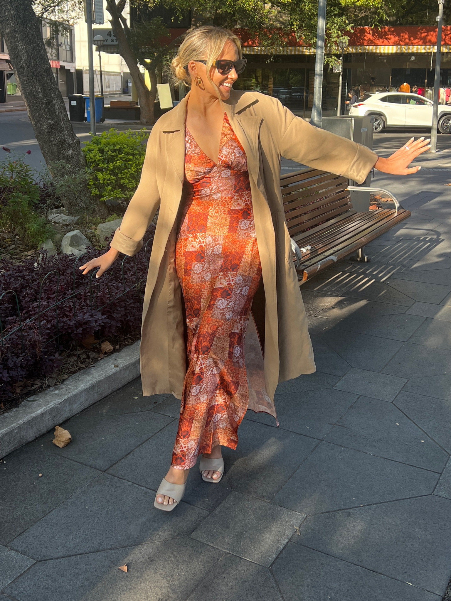 The perfect lunch outfit! 
Shop exacts dress and similar shoe and coat options below ! 

#LTKU #LTKaustralia