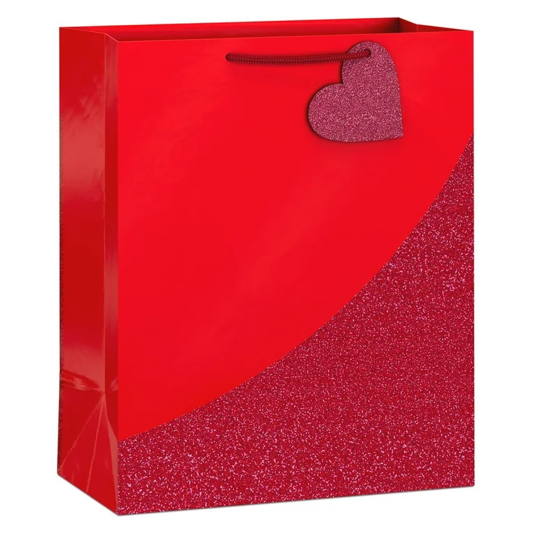 Hallmark Large Valentine's Day Gift Bag (Red Glitter Curve) | Walmart (US)
