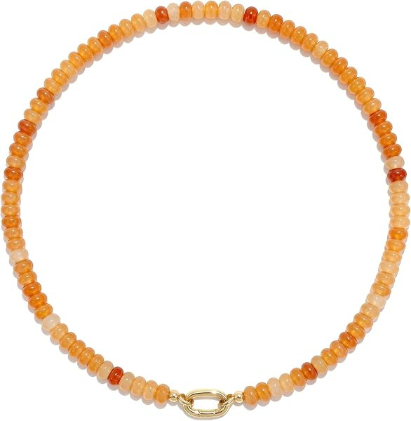 CONRAN KREMIX Colorful Stone Beaded Necklace for Women,Natural Gemstone Bead Choker Necklaces Boho Summer Beach Layering Necklace Jewelry Gift for Women | Amazon (US)