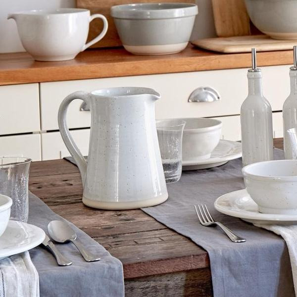 Farmhouse Collection Stoneware Pitcher White | Purple Rose Home