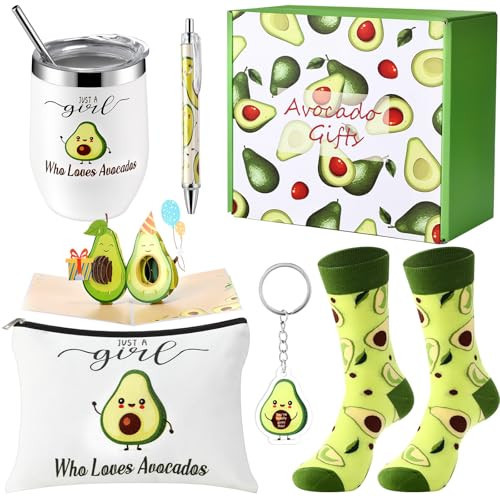 Singhoow 6 Pc Funny Gifts for Women Girl Pickle Avocado Flamingo Mushroom Panda Makeup Bag Insulated Stainless Steel Tumbler Socks Keychain Pen Card for Vegetable Animal Plant Birthday Gift | Amazon (US)