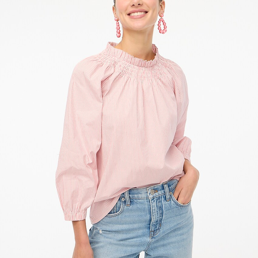 Cotton poplin smocked top | J.Crew Factory