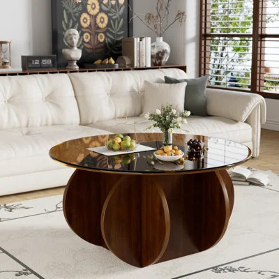 Round Coffee Table For Living Room, Mid Century Modern Center Table With Top, Small Circle Coffee Tables For Home, Office | Wayfair North America