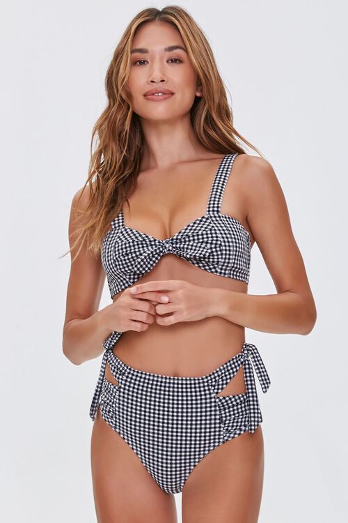 Gingham Side-Tie Cutout Bikini Bottoms | Forever 21 (US)