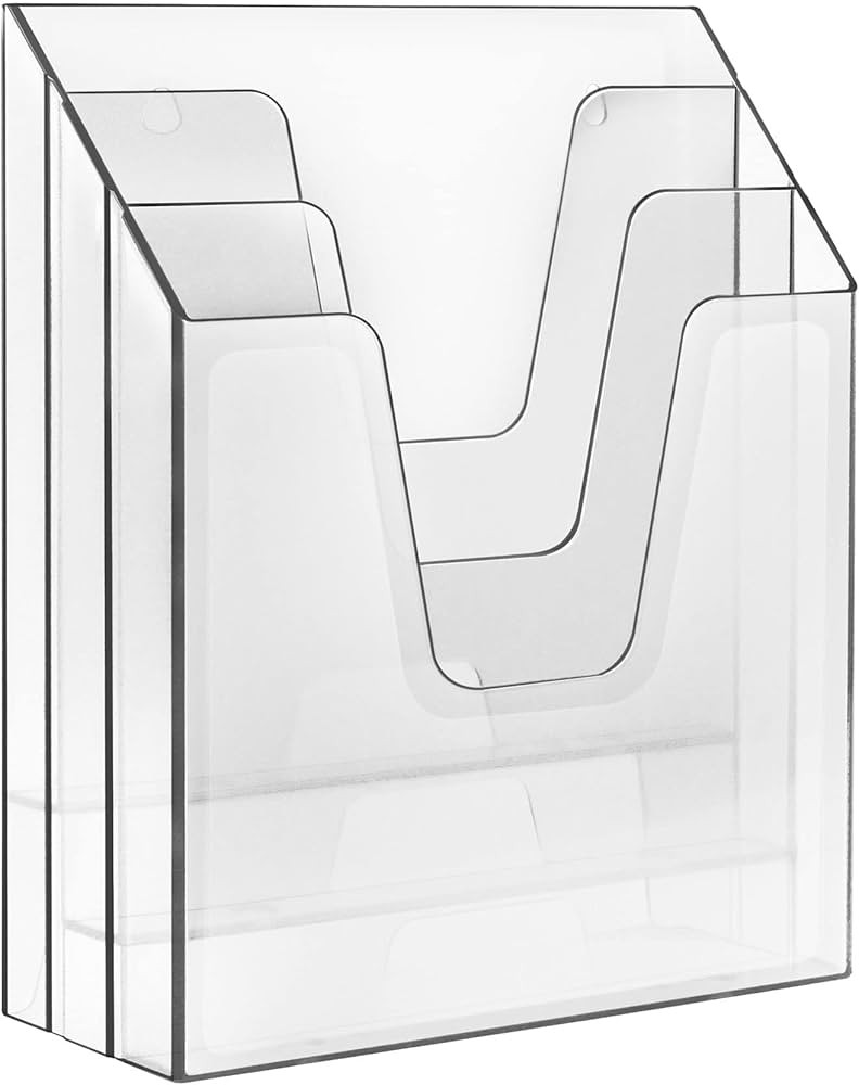 Acrimet Vertical Triple File Folder Holder Organizer, File Sorter (Plastic) (Clear Crystal Color) | Amazon (US)