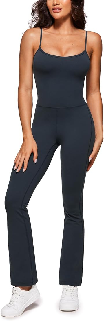Butterluxe Flare Jumpsuits for Women Spaghetti Strap Workout Athletic Onesie Square Neck Bodysuit... | Amazon (US)