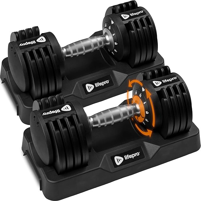 Lifepro Adjustable Dumbbells – 25lb Pair or 90lb Single, Quick-Select Hand Weights for Men/Wome... | Amazon (US)