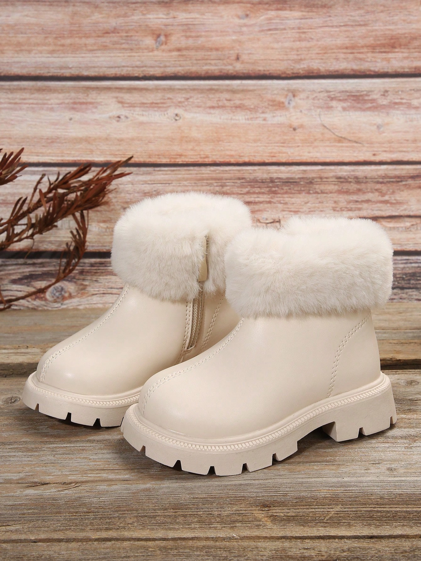 Baby Girls' Solid Color Furry Short Boots, Versatile5.00(6) | SHEIN