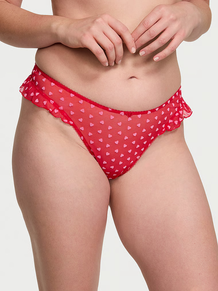 Buy Tease High-Leg Scoop Thong Panty, Bright Vermillion Hearts - Order Panties online - Victoria'... | Victoria's Secret (US / CA )